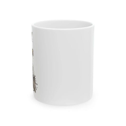 A Fox Riding a Mountain Bike White Coffee Mug