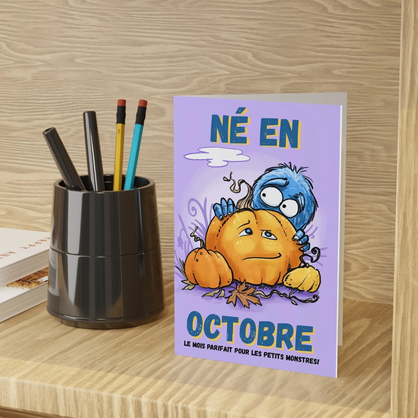 October Monster Greeting Cards - 1 or 10 Pack for Halloween Celebrations