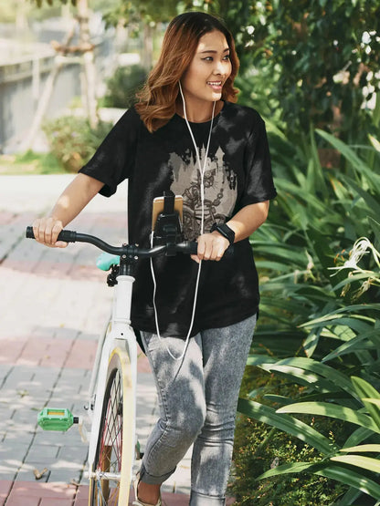 Bike Riding Steampunk Cat - Bicycle T-Shirt