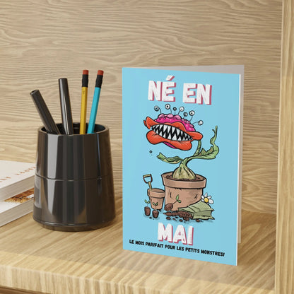 Né en Mai Greeting Cards - Fun 1 or 10-Piece Set for Birthday Celebrations