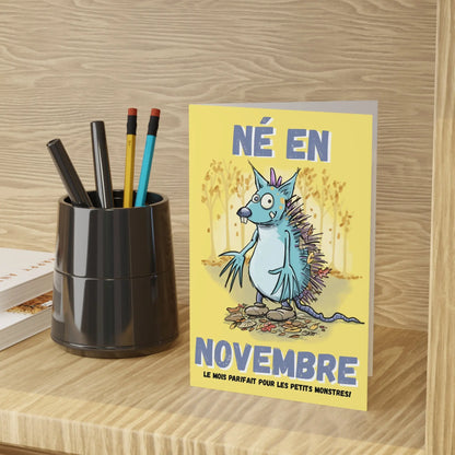 November Birthday Greeting Cards - Perfect for Little Monsters (1 or 10-Pcs)