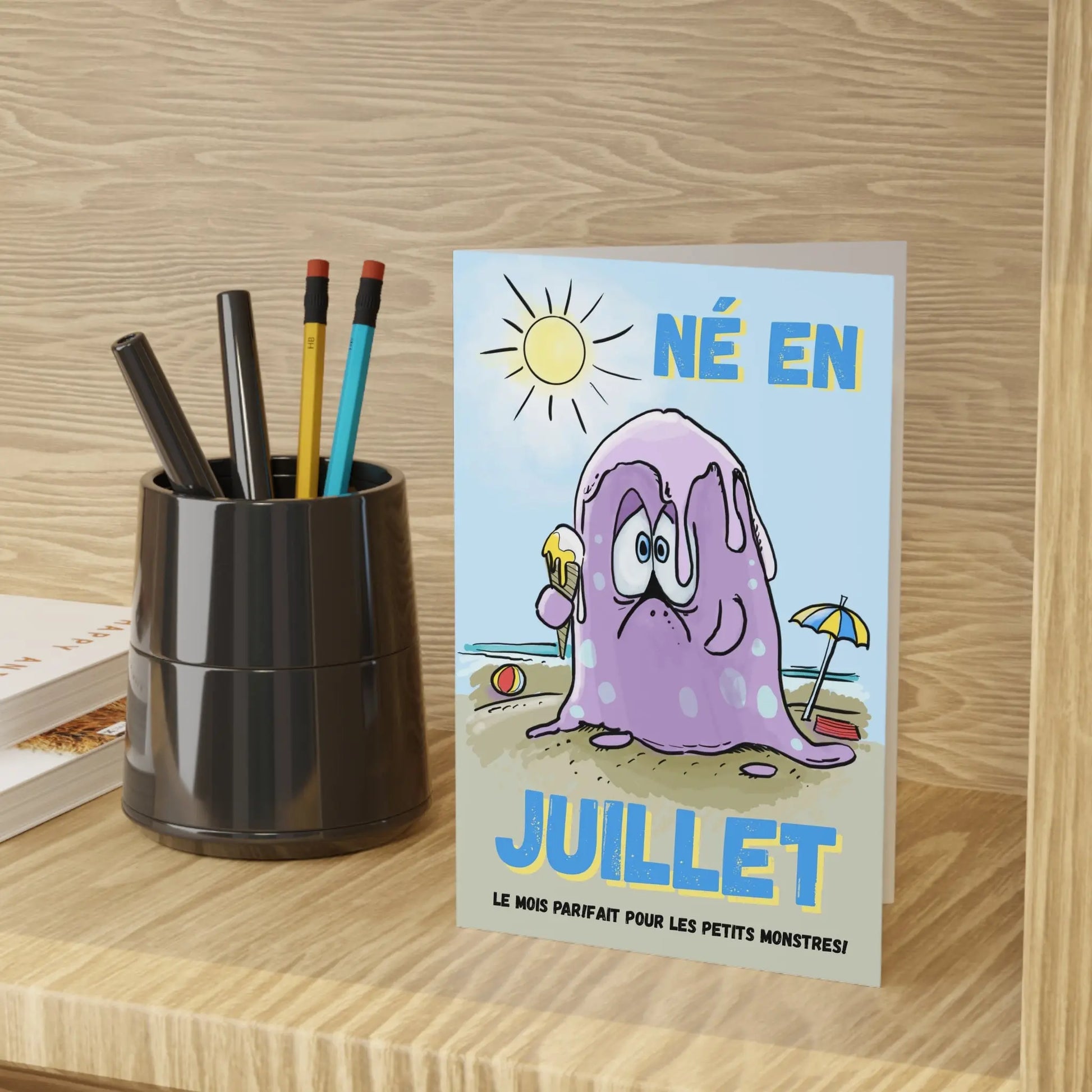 Playful Birthday Greeting Cards Set, Cute Card for Kids, July Birthday, Fun Monster Design, Humorous Note, Kids Birthday Gift