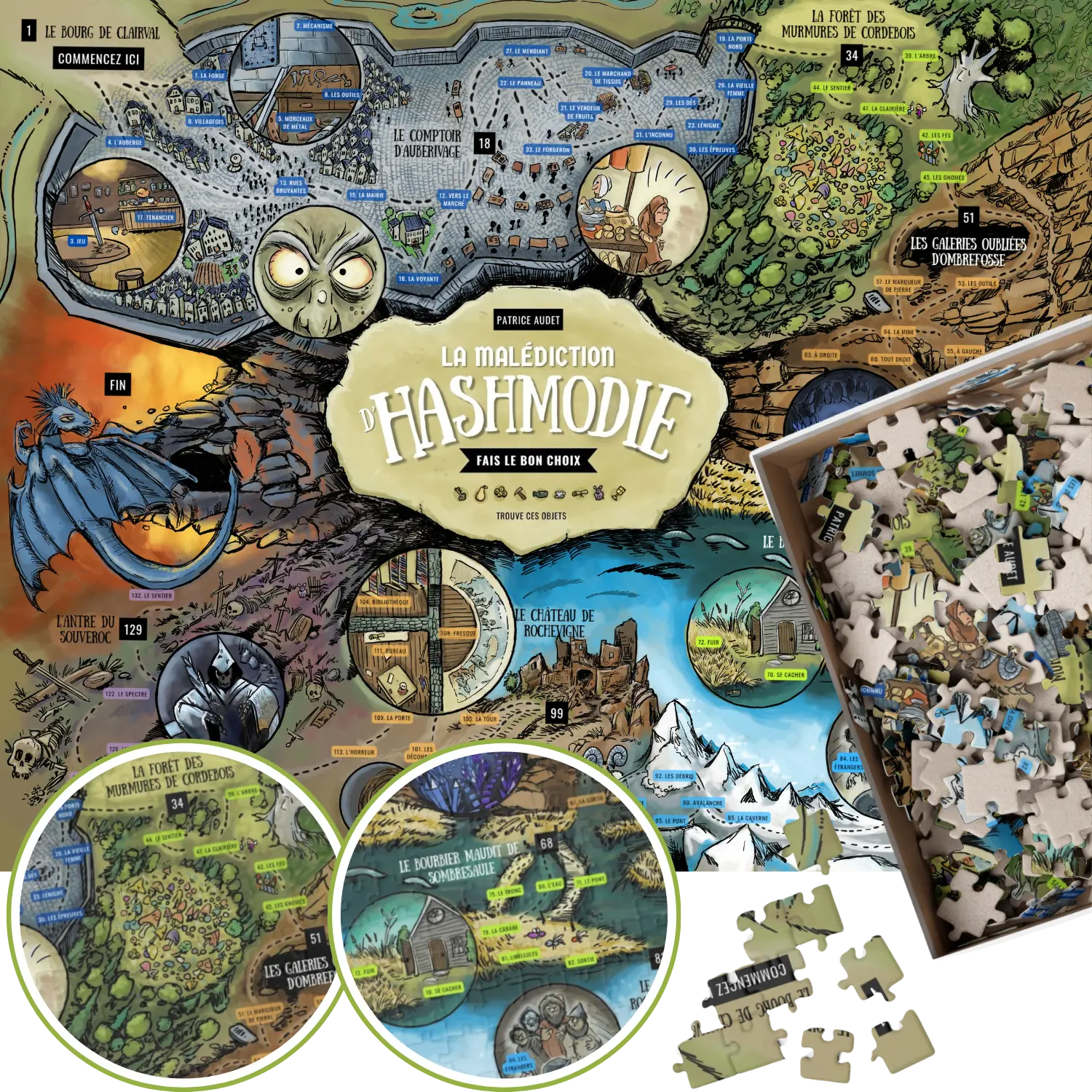 Puzzle illustré – Les terres d’Hashmodie – 520 pièces